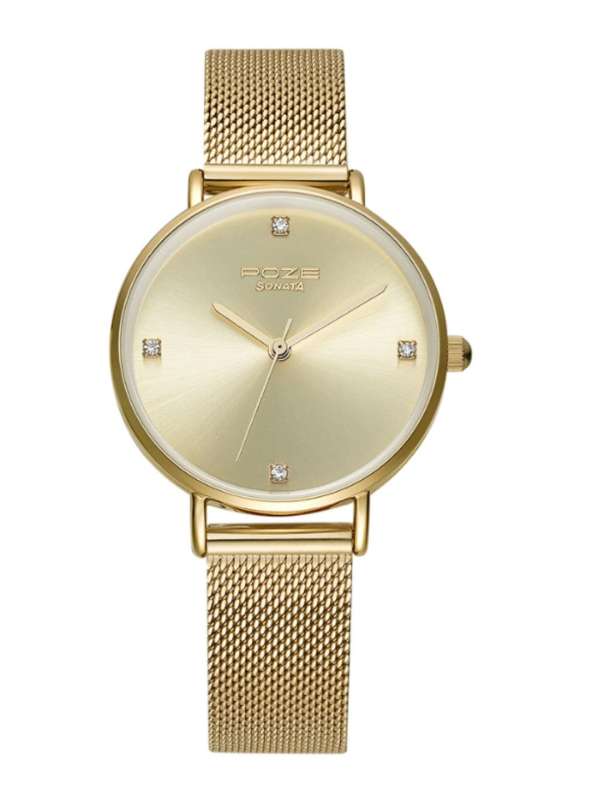 Sonata ladies watch golden colour on sale