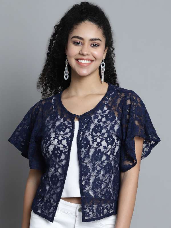 Navy blue lace shrug hot sale