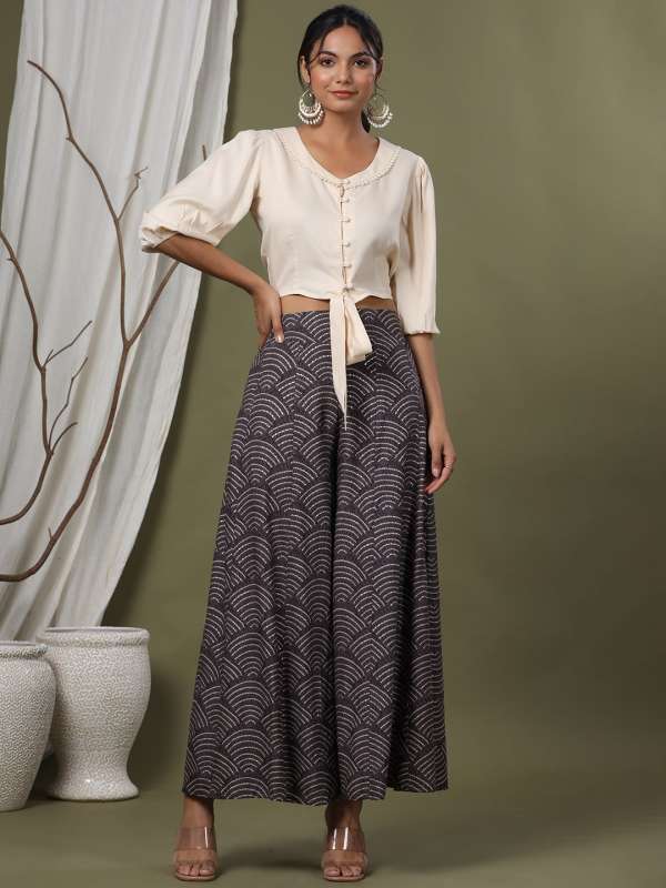 Grey Flared Palazzo - Buy Grey Flared Palazzo online in India