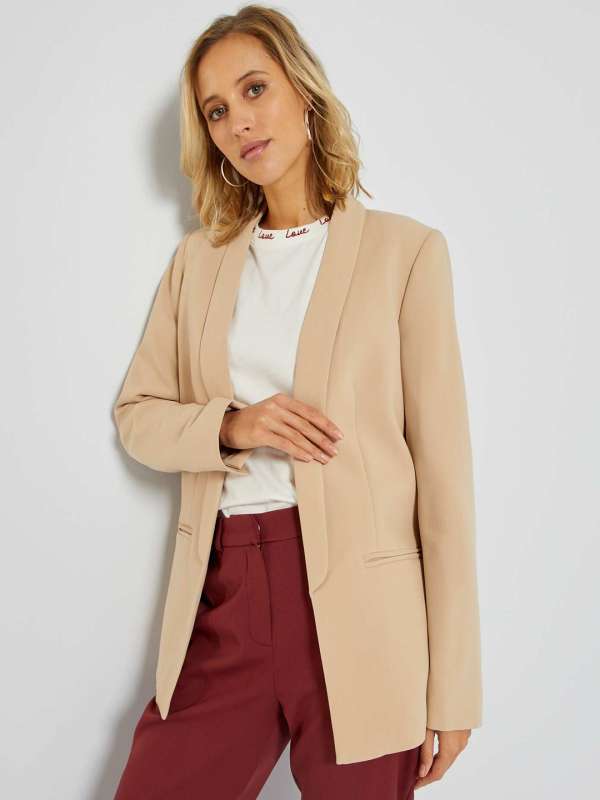 Blazer long beige femme store