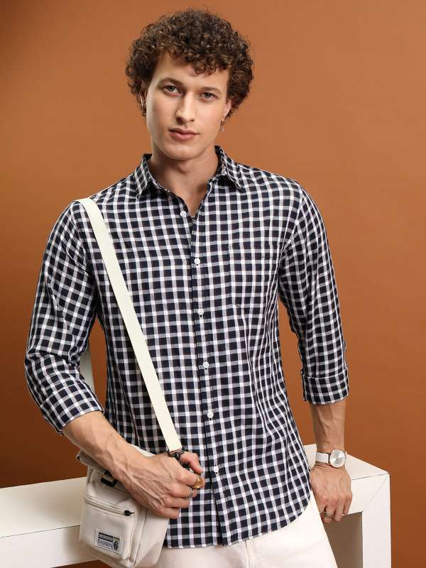 Mens slim fit gingham shirt 2025