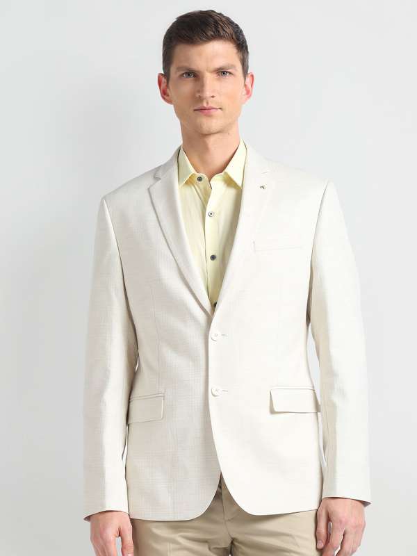 Beige blazer store white shirt