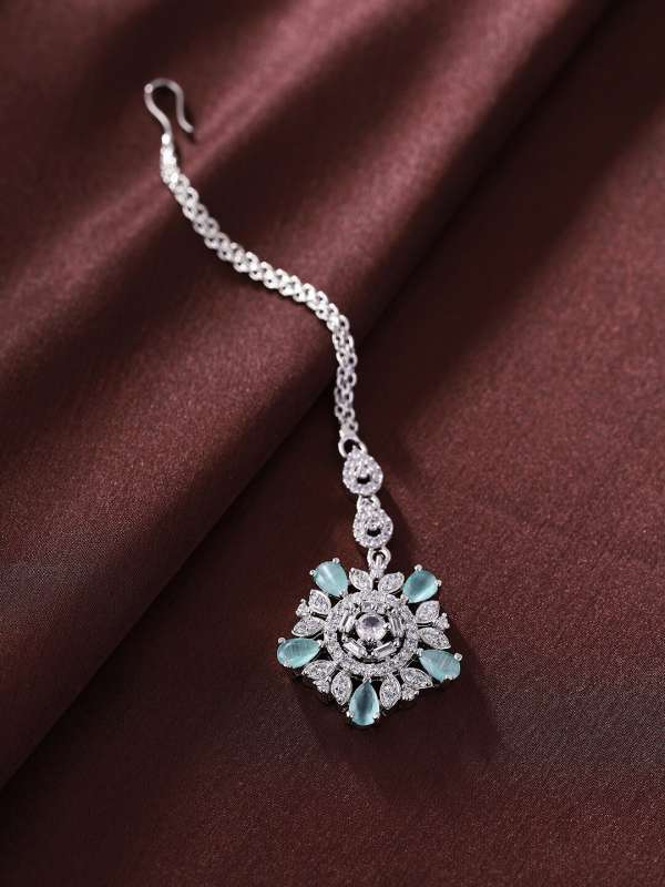 Silver metal maang tikka clearance