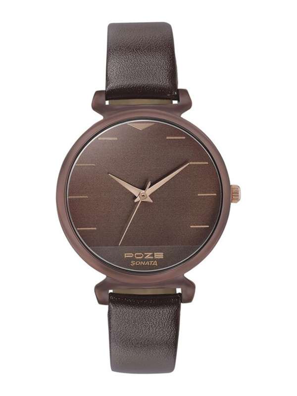 Sonata leather belt store watch