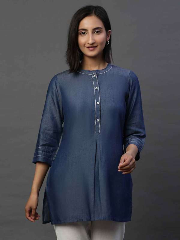 Denim kurtis deals on myntra