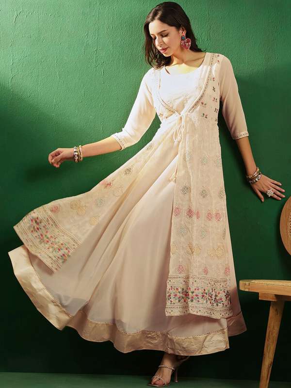 Peach color ethnic on sale wear