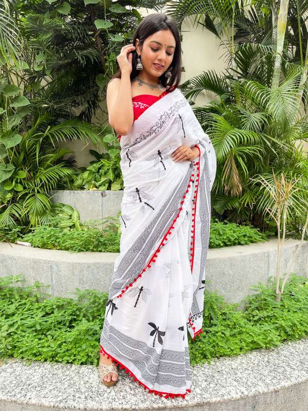 White saree bridal sale look