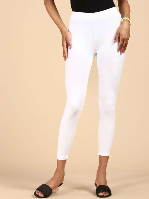 Buy De Moza Womens Silver Self Design Ankle Length Leggings - 2XL