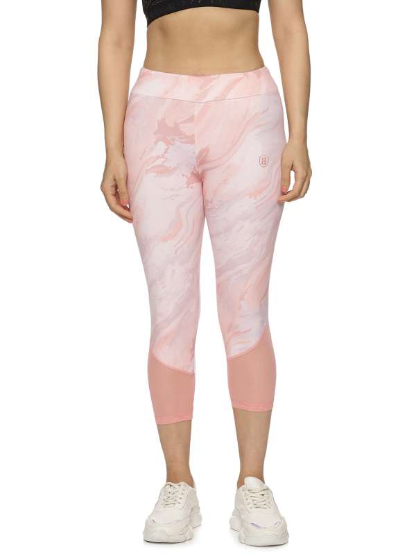Abstract Capri leggings, Workout Pants 'Teal Birds of a Flower