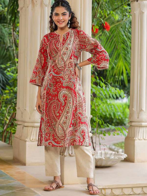 Red color kurtis online discount