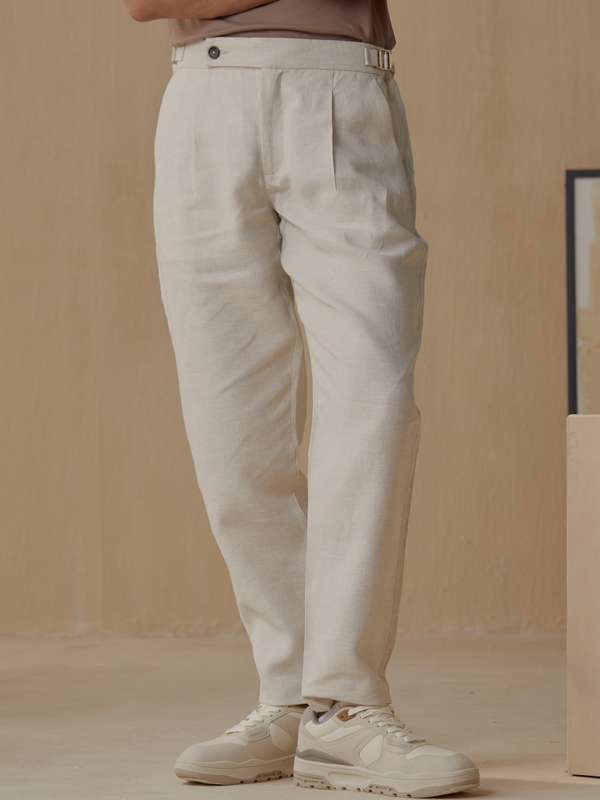 Off white linen trousers mens new arrivals