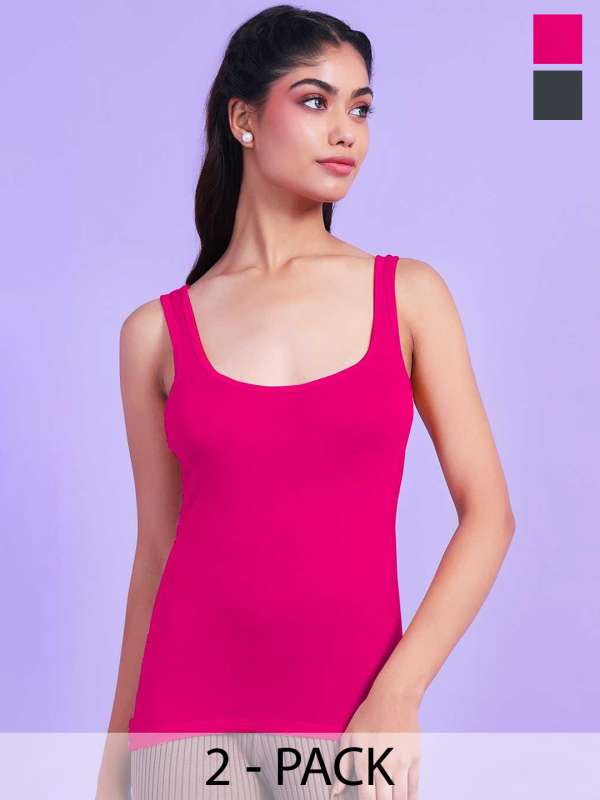 Buy Womens Teen Girls No Bra Club Crop Tank Top Letter Print Camisole Tops  (S, Pink) Online at desertcartINDIA