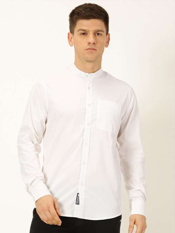 White chambray shirt with mandarin collar - Modern shirts