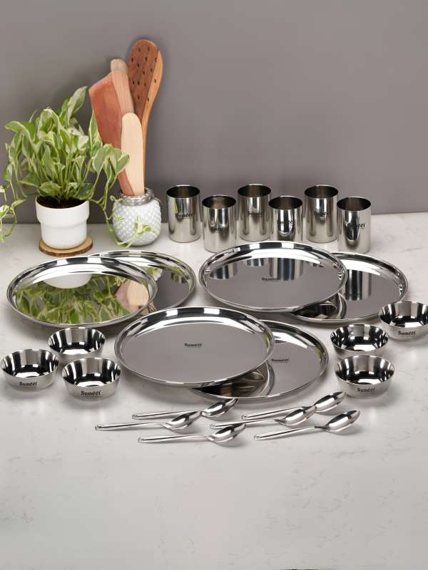 Stainless steel dinner plates online new arrivals