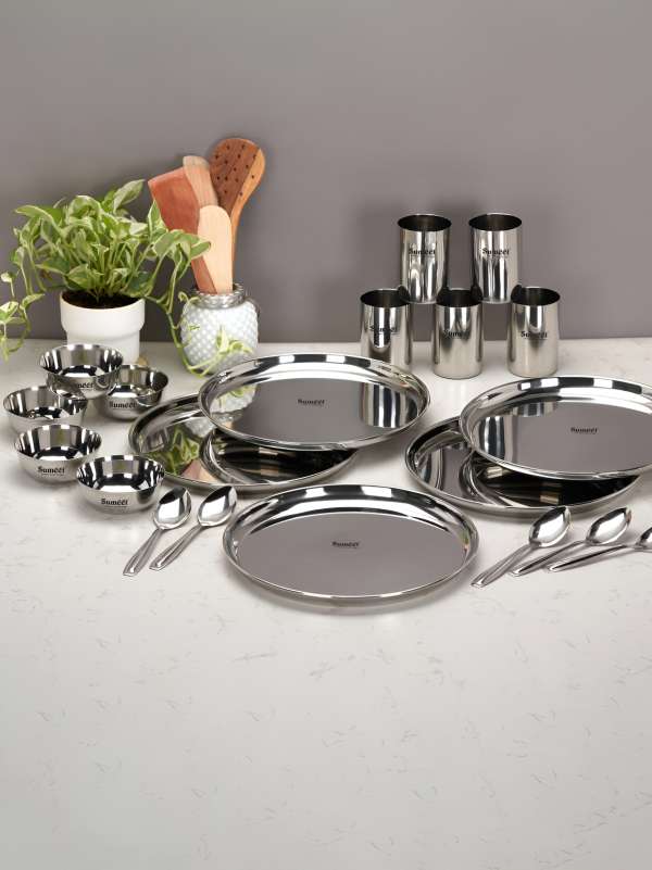 Stainless steel dinner plates online on sale