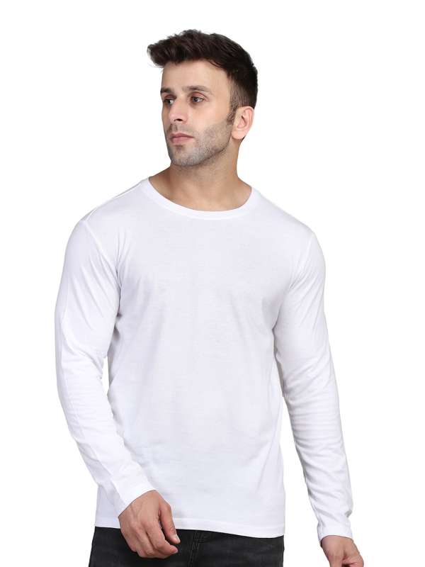 white t shirt for men full hand