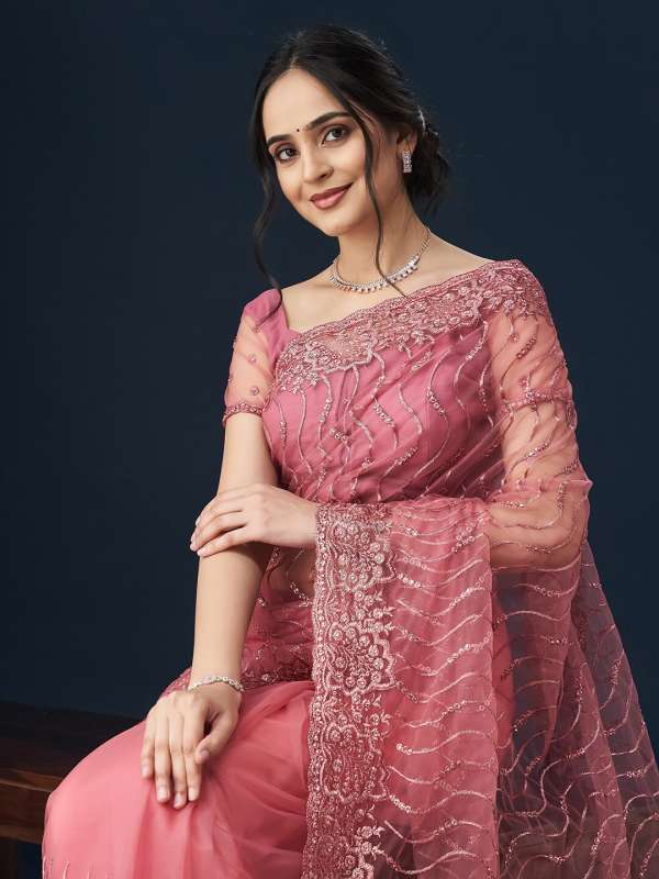 Myntra pink saree new arrivals
