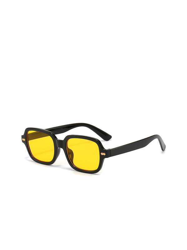 Black frame yellow 2025 lens sunglasses