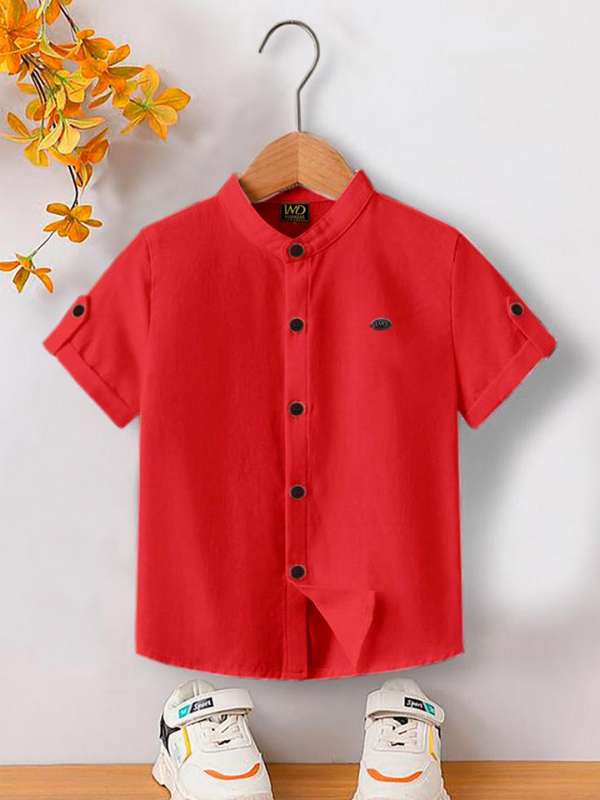 Red colour denim shirt new arrivals