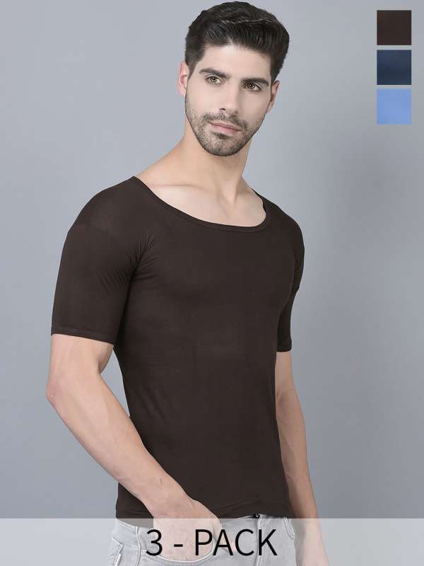 Summer Pack of 3 Black Vest/Sando ( Baniyan ) for Men Cotton Polyester (80%  Cotton 20% Polyester)