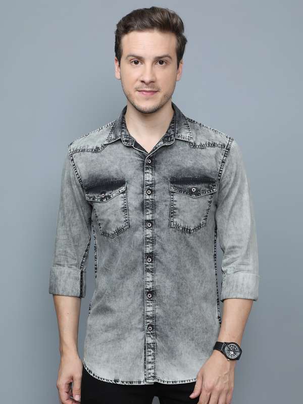 Grey cheap jean shirt