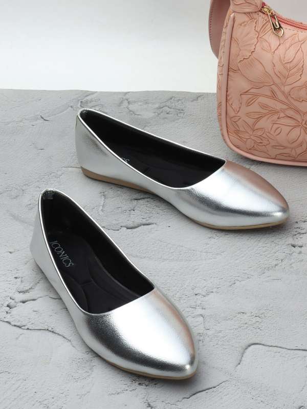 Silver flat dress shoes shop