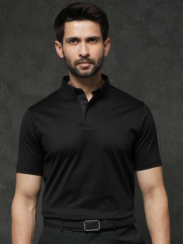 black polo collar shirt