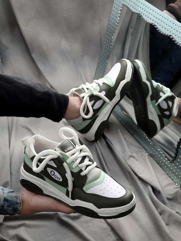 Off white sneakers green top