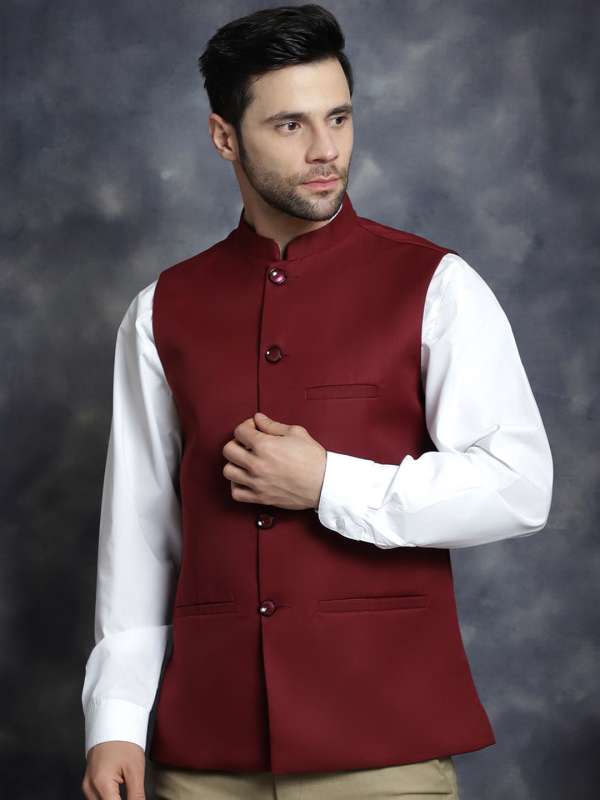 Maroon Nehru Jacket Buy Maroon Nehru Jacket online in India