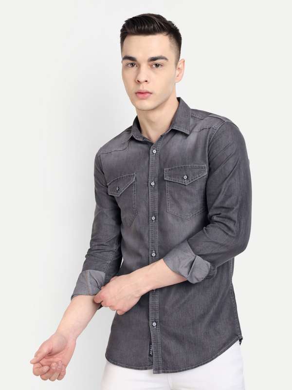 Grey pants denim shirt sale