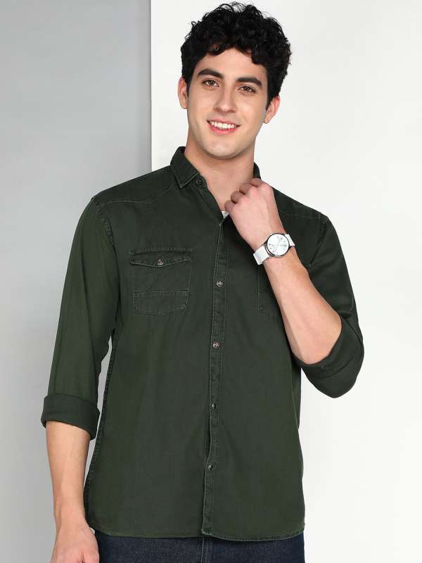 Army green new arrivals denim shirt
