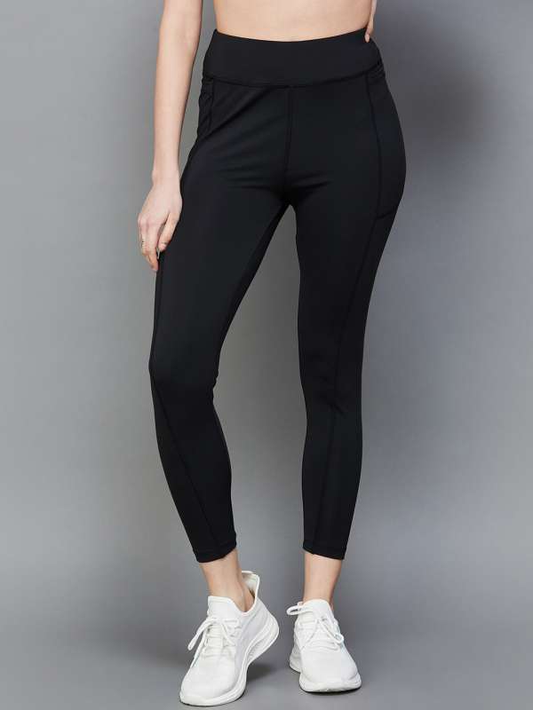 Buy Kappa Women Black Cotton Regular Fit Printed Tights_L at