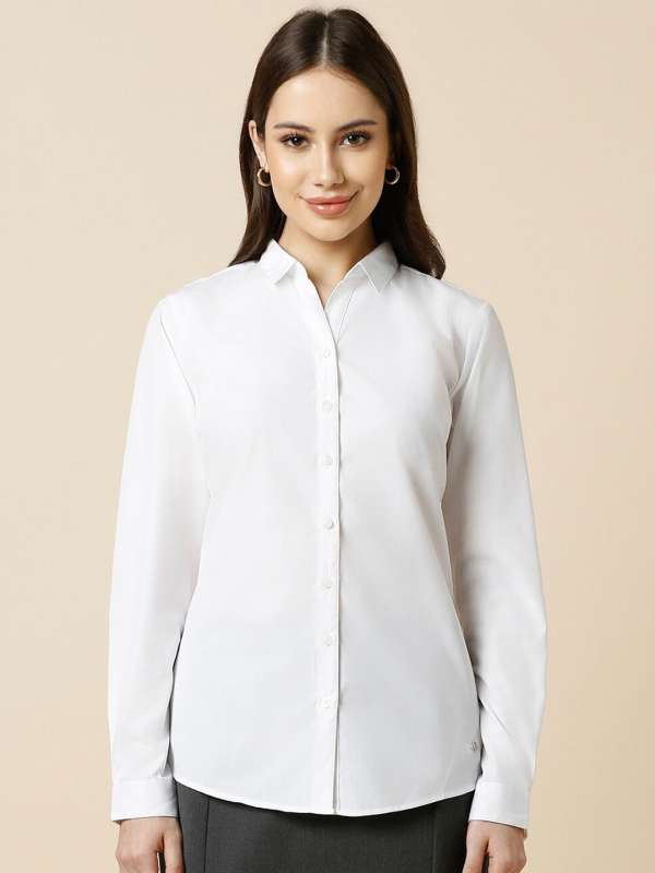 White formal shirt for girl online clearance