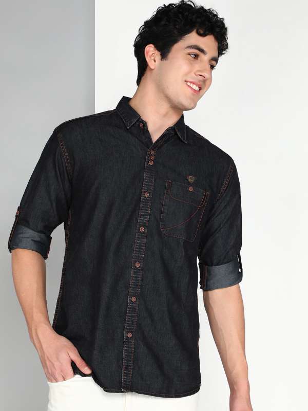 Buy Men Black Denim Shirts online in India