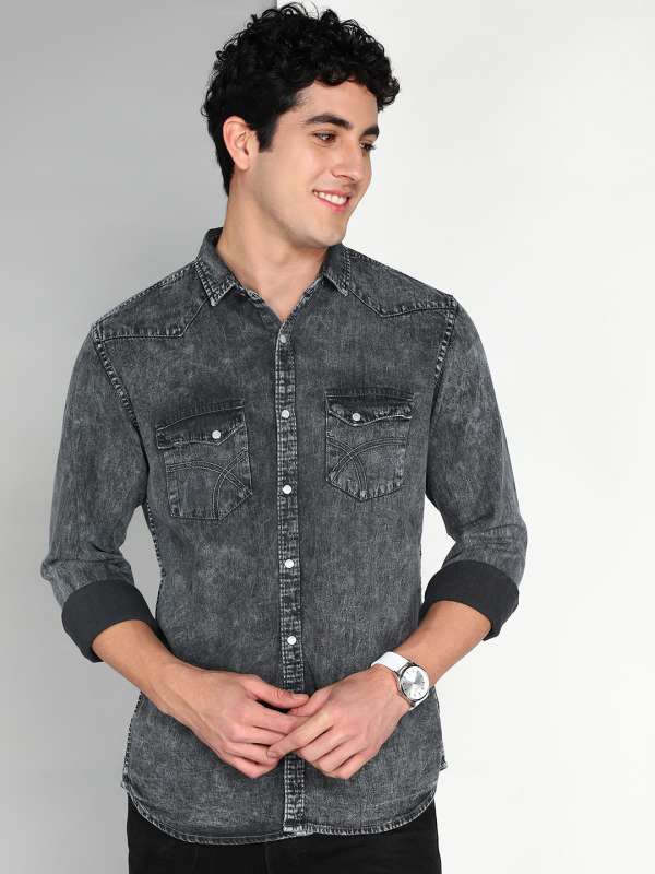Grey colour jeans shirt store