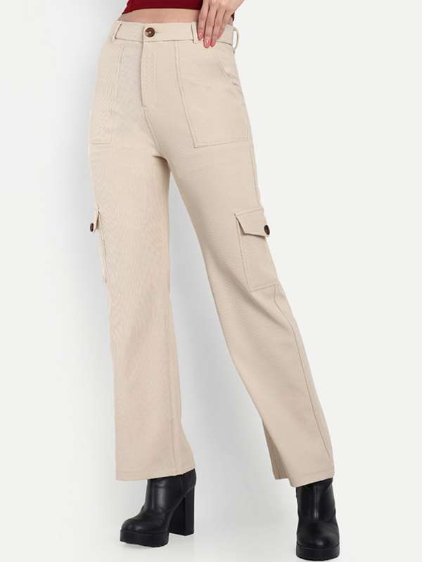 Beige Cargo Pants with Flap Pockets, Stone Tan Cream Men Women Fleece –  Starcove Fashion