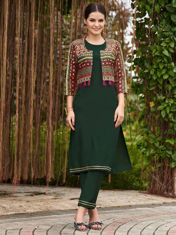 Green kurti with jacket hotsell