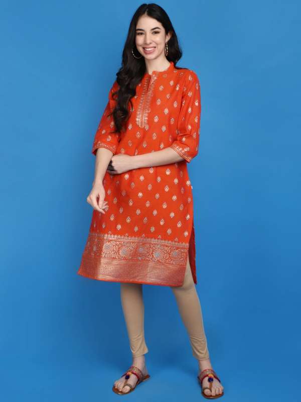 Cotton Casual Wear Ladies Orange Kurti With Legging, Wash Care: Machine  wash at Rs 500 in Pune
