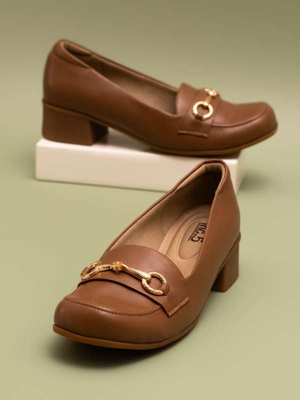 Womens loafers with block heel best sale