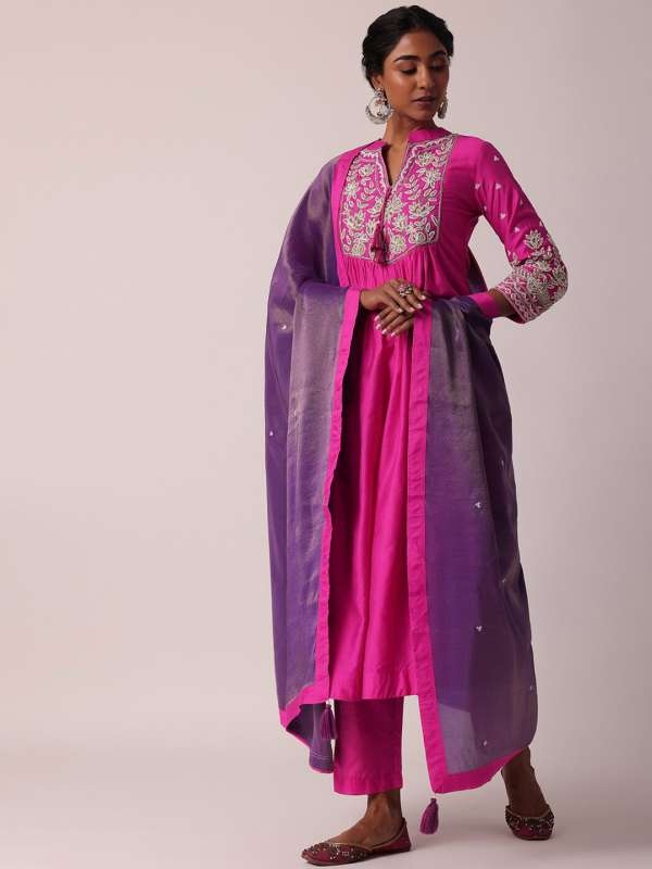 Buy Mauve Purple Chikankari Kurta Set In Rayon With Sequins Embroidery  KALKI Fashion India