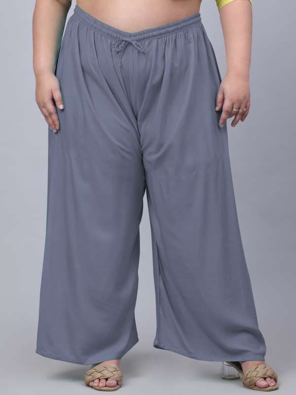 Plus Size Indigo Marble Printed Flare Pants Online in India
