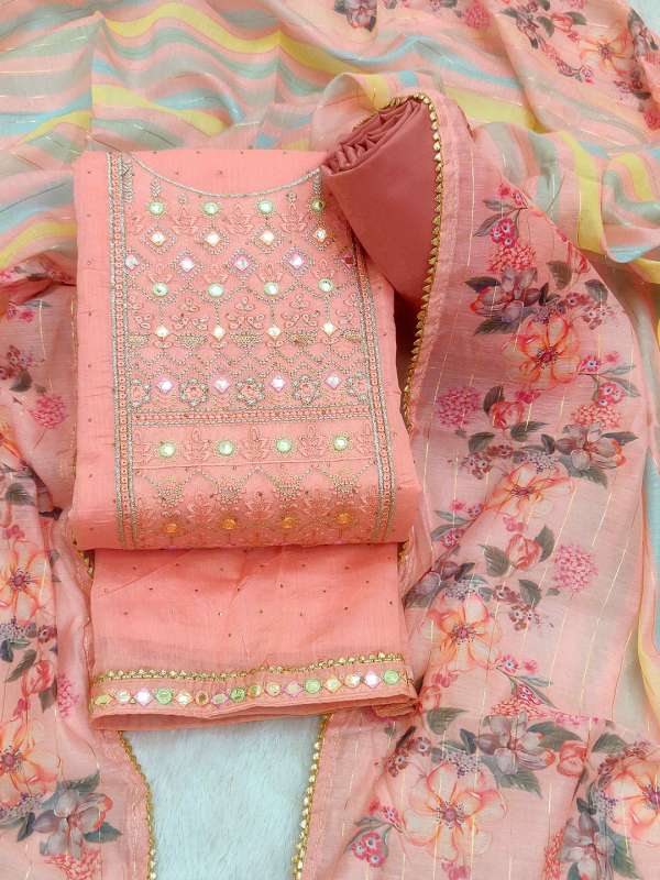 Pink dress material online deals