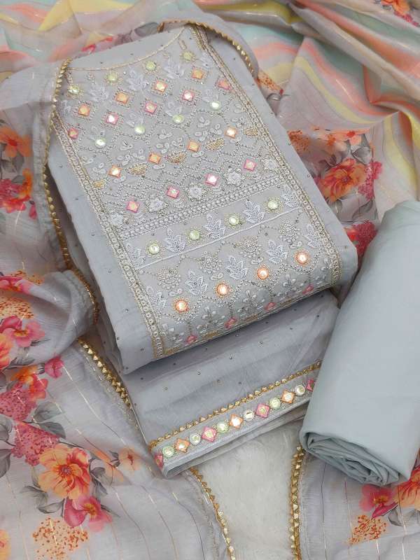 Mirror work dress materials online shopping cheap