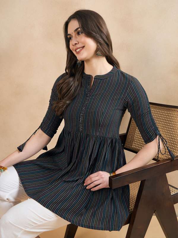 Black A Line Kurtis Buy Black A Line Kurtis online in India