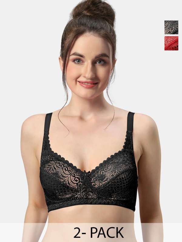 Buy Sonari Double Layered Non-Wired Medium Coverage Super Support Bra (Pack  of 2) - Black Skin at Rs.820 online