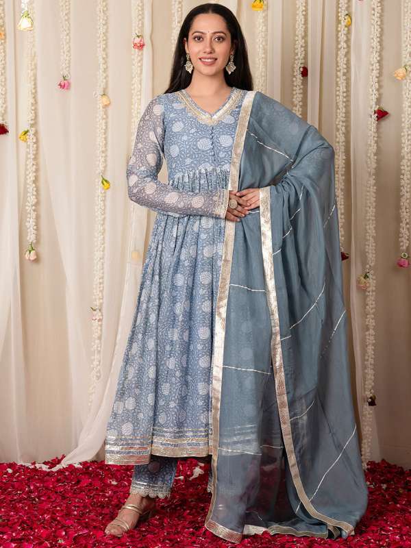 Deep neck anarkali suits sales