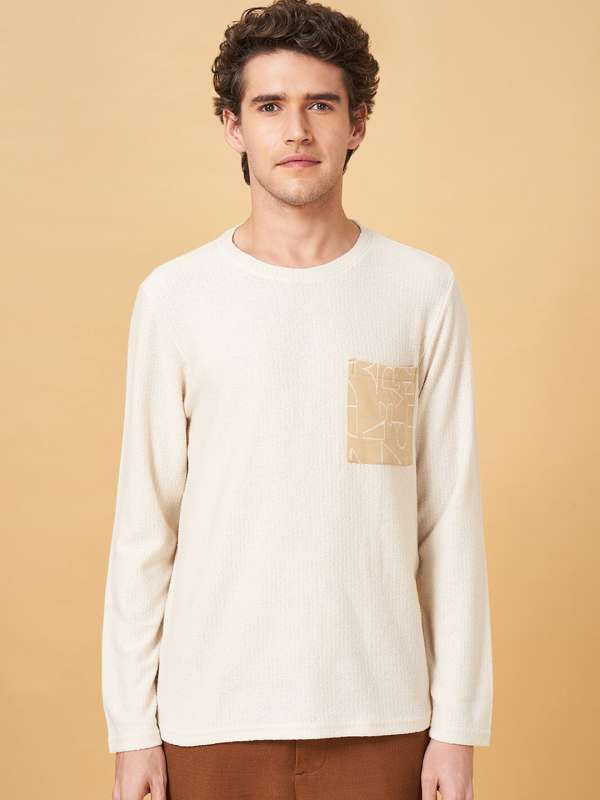 Plain white long deals sleeve t shirt mens