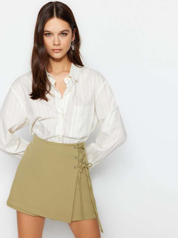 Buy Khaki Skirts for Women by Popnetic Online