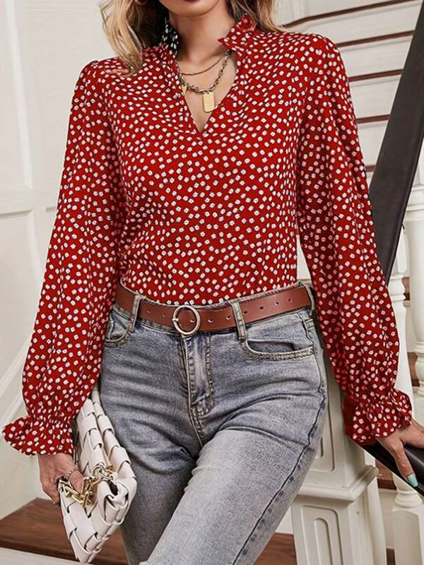 Red polka dot top cheap