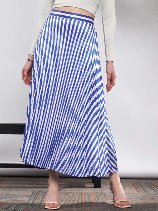 White And Blue Striped Skirts Buy White And Blue Striped Skirts online in India